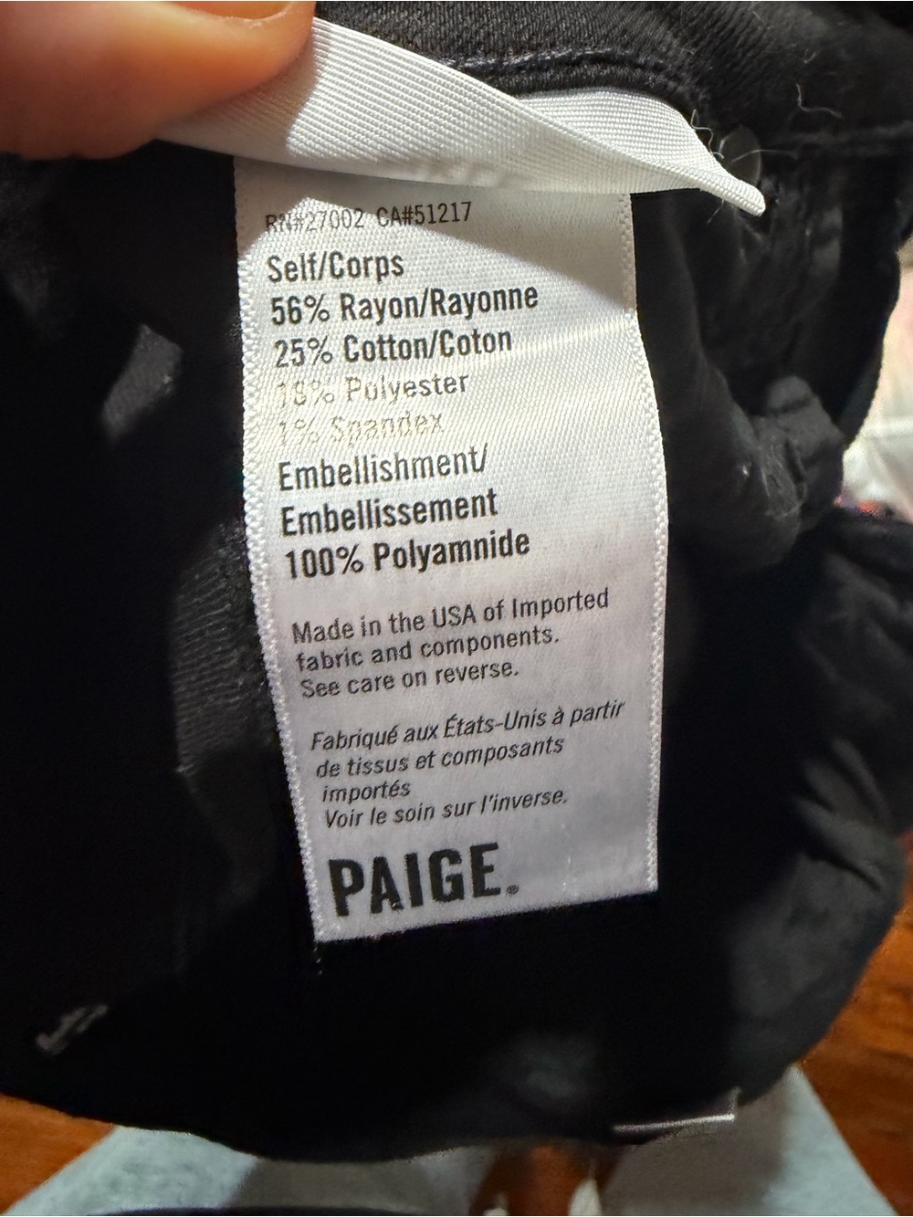 NEW PAIGE Hoxton Ankle Black Flocked Versailles Womens Skinny Denim Pants Sz 25 - Picture 10 of 10